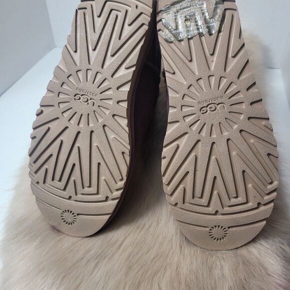 UGG Bailey Bow II Port Suede Fur Boots Womens Size 6 - Picture 7 of 8